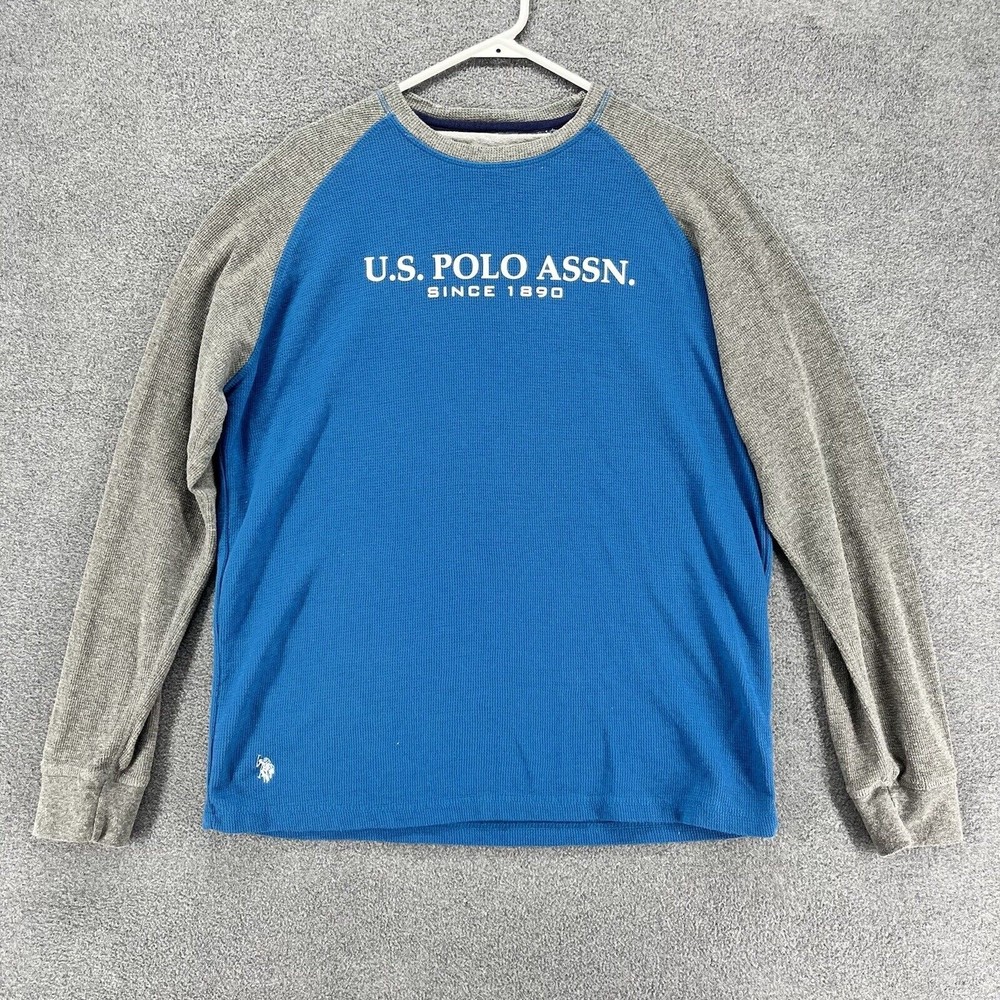 US Polo Assn Sweater Mens Size M Blue Gray Pullover Crew-Neck‎ Knit long sleeve